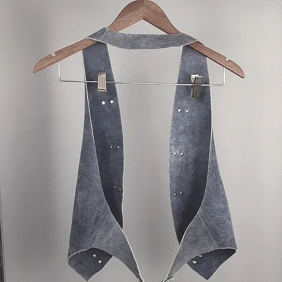 Coastal Cowgirl Suede Backless Heart Shaped Button Halter Waist Coat Vest - Picture 8 of 8